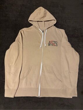 Travis Scott Astroworld Tour Zip-Up Hoodie Sand 2018